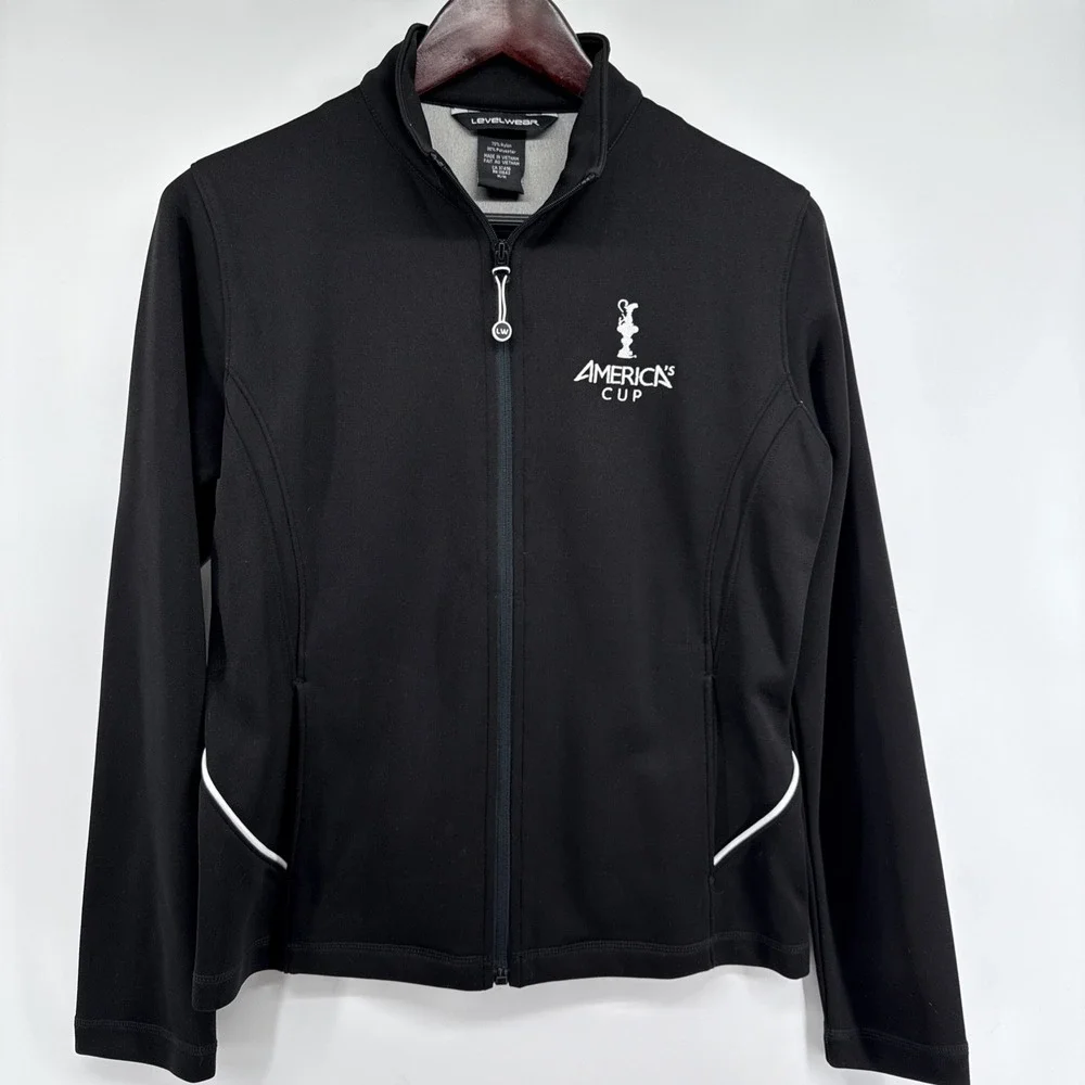 America's Cup Embroidered Level Wear Women's Size Medium Black Long Sleeve Zipup
